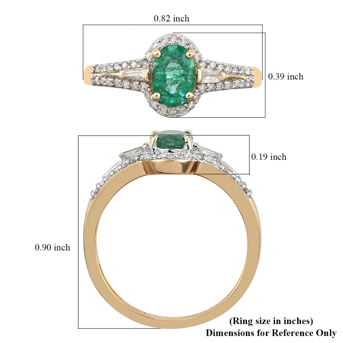 Luxoro 10K Yellow Gold AAA Kagem Zambian Emerald and Diamond Ring (Size 8.0) 1.00 ctw image number 5