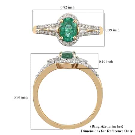Luxoro 10K Yellow Gold AAA Kagem Zambian Emerald and Diamond Ring (Size 9.0) 2.15 Grams 1.00 ctw image number 5