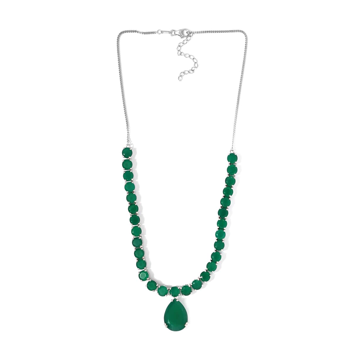 Verde Onyx Tennis Necklace 18 Inches in Platinum Over Sterling Silver 20.30 Grams 49.75 ctw image number 4