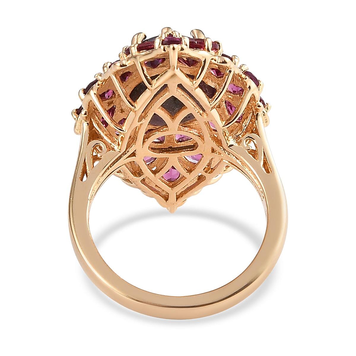 Indian Star Ruby and Orissa Rhodolite Garnet Elongated Ring in Vermeil Yellow Gold Over Sterling Silver (Size 6.0) 12.90 ctw image number 4