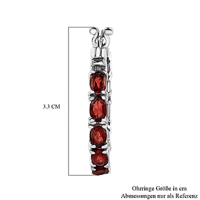 Mozambique Garnet Inside Out Hoop Earrings in Stainless Steel 7.00 ctw