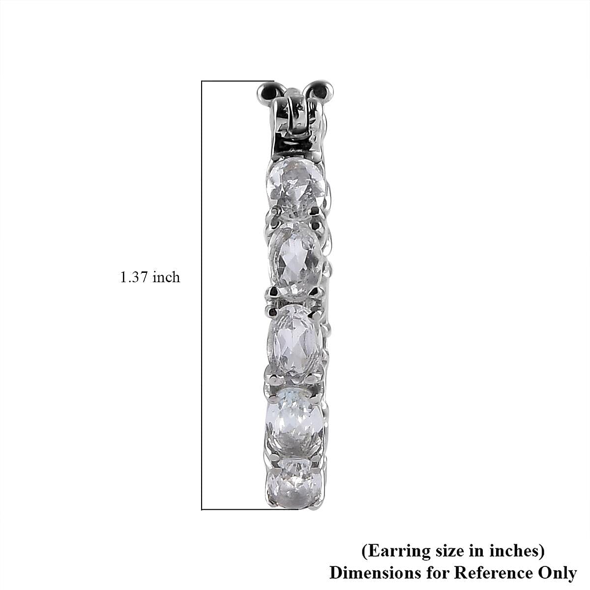 White Topaz Inside Out Hoop Earrings in Stainless Steel 8.35 ctw , Tarnish-Free, Waterproof, Sweat Proof Jewelry