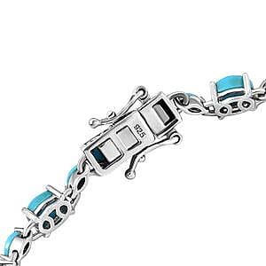 Sleeping Beauty Turquoise 8.70 ctw Cluster Bracelet in Platinum Over Sterling Silver (7.5 In) (7.91 g)