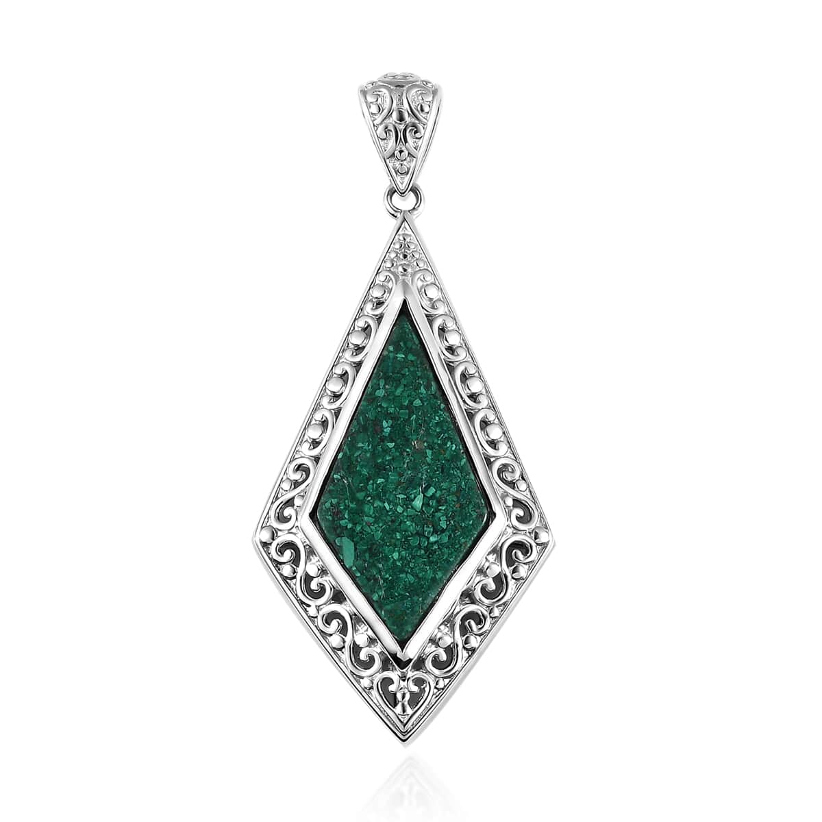 Freshened Malachite Pendant in Platinum Over Copper with Magnet 9.15 ctw image number 0
