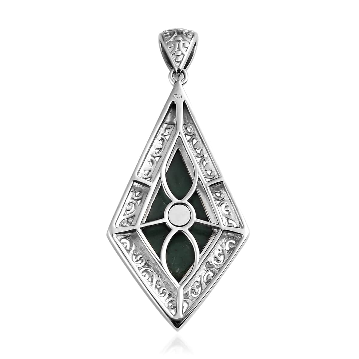 Freshened Malachite Pendant in Platinum Over Copper with Magnet 9.15 ctw image number 4