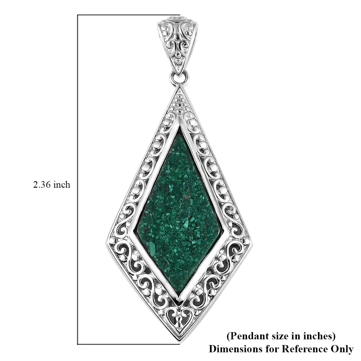 Freshened Malachite Pendant in Platinum Over Copper with Magnet 9.15 ctw image number 5