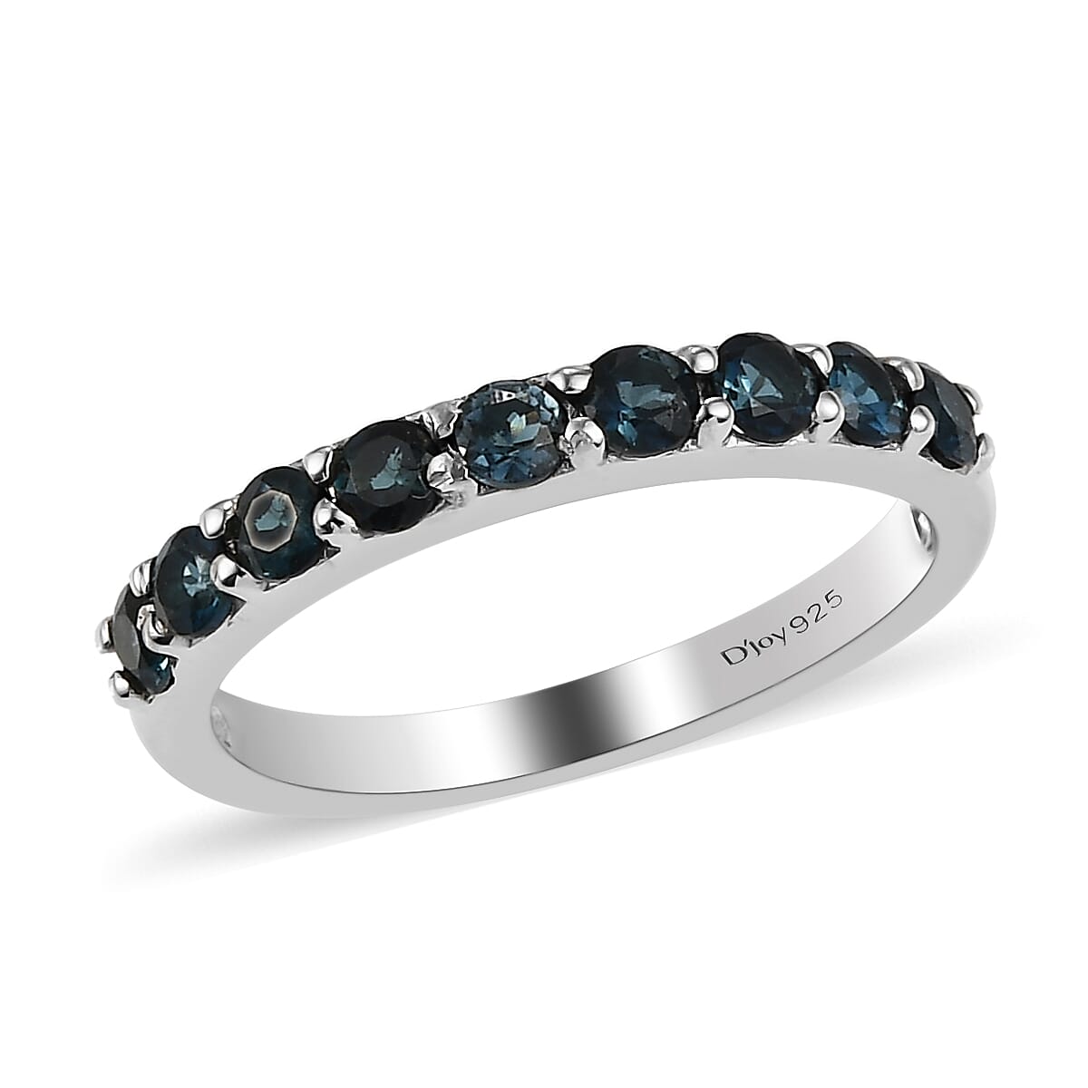 Monte Belo Indicolite Half Eternity Band Ring in Platinum Over Sterling Silver (Size 10.0) 0.60 ctw