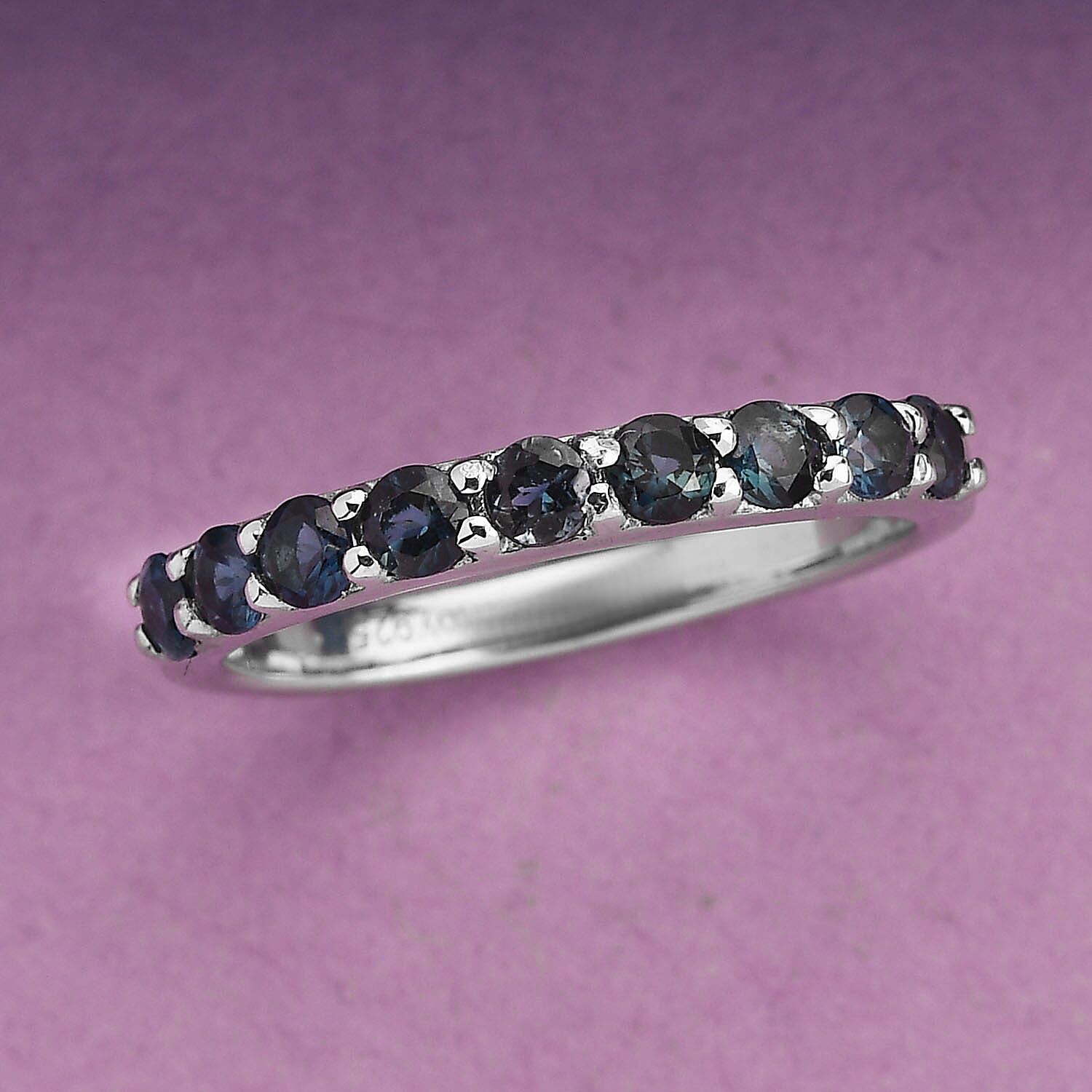 Monte Belo Indicolite Half Eternity Band Ring in Platinum Over Sterling Silver (Size 10.0) 0.60 ctw
