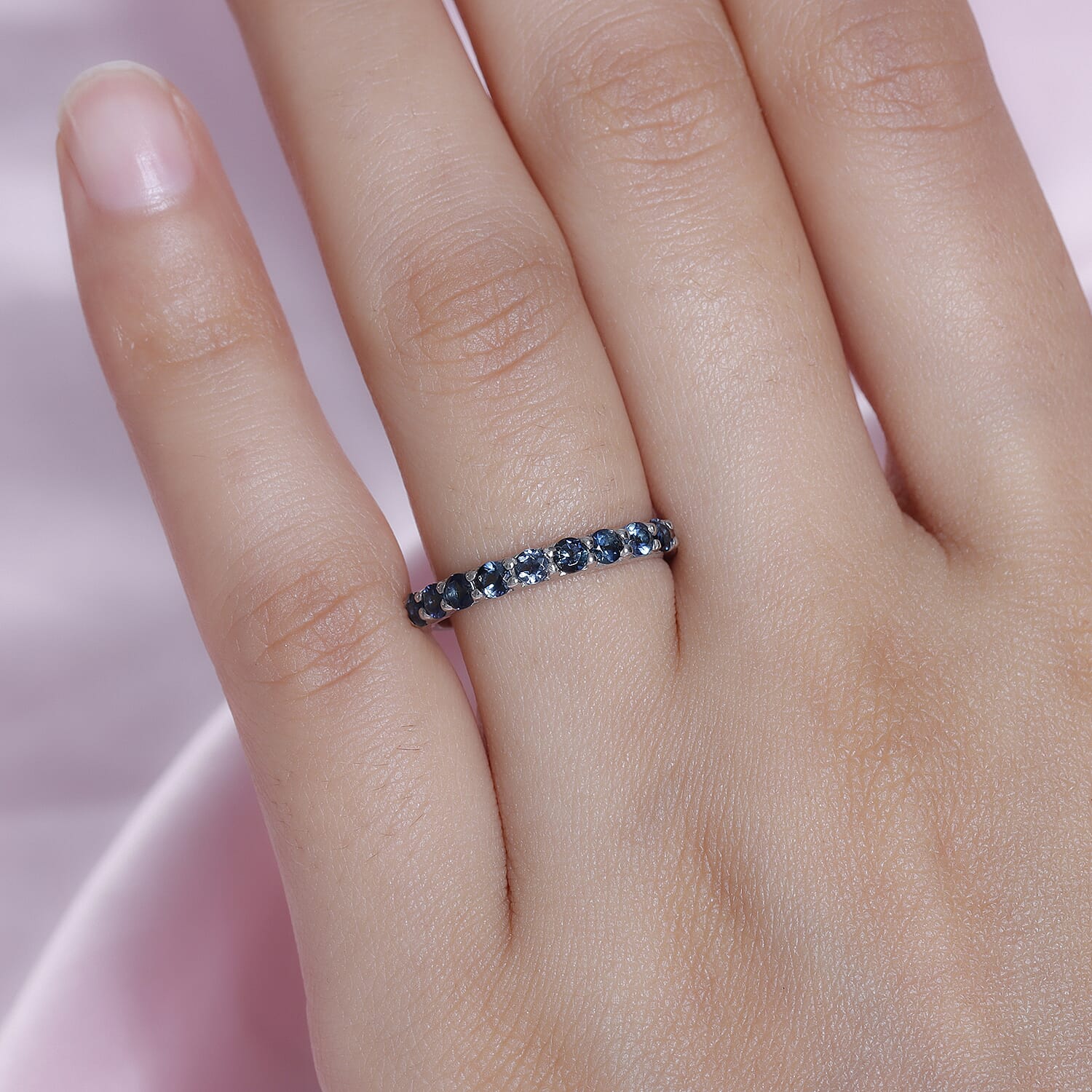 Monte Belo Indicolite Half Eternity Band Ring in Platinum Over Sterling Silver (Size 10.0) 0.60 ctw