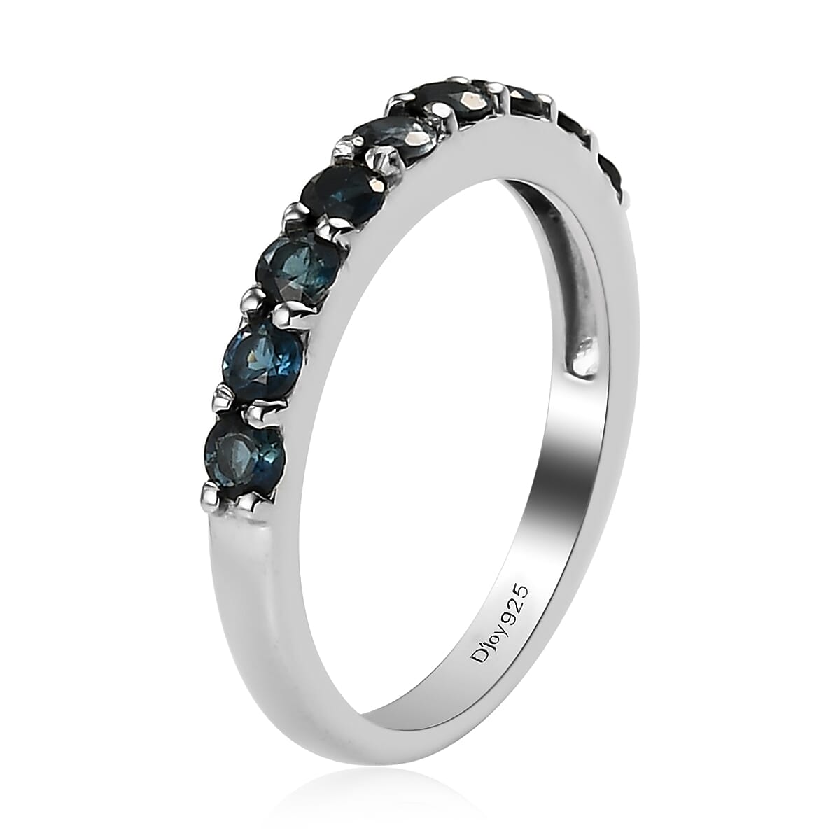 Monte Belo Indicolite Half Eternity Band Ring in Platinum Over Sterling Silver (Size 10.0) 0.60 ctw