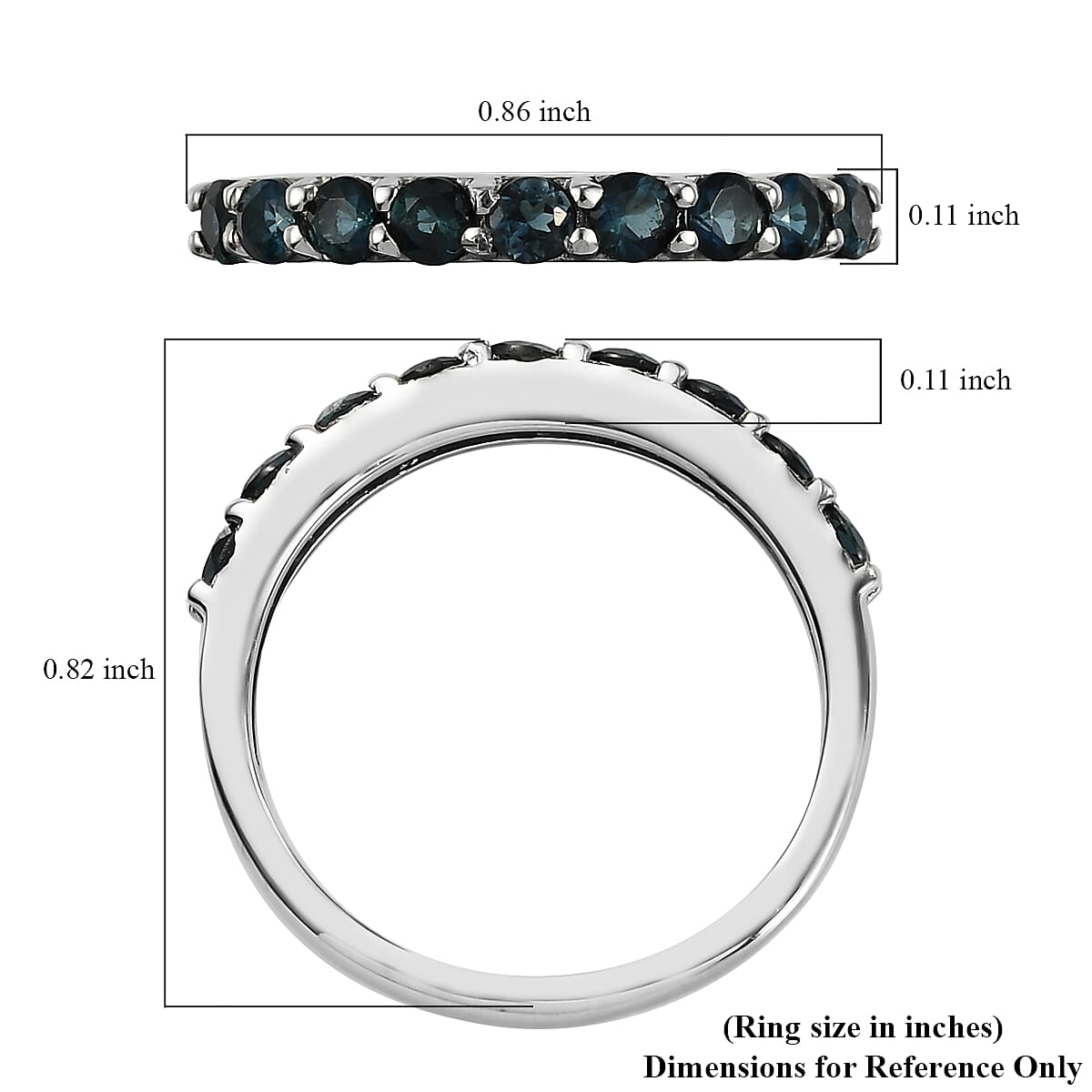 Monte Belo Indicolite Half Eternity Band Ring in Platinum Over Sterling Silver (Size 10.0) 0.60 ctw