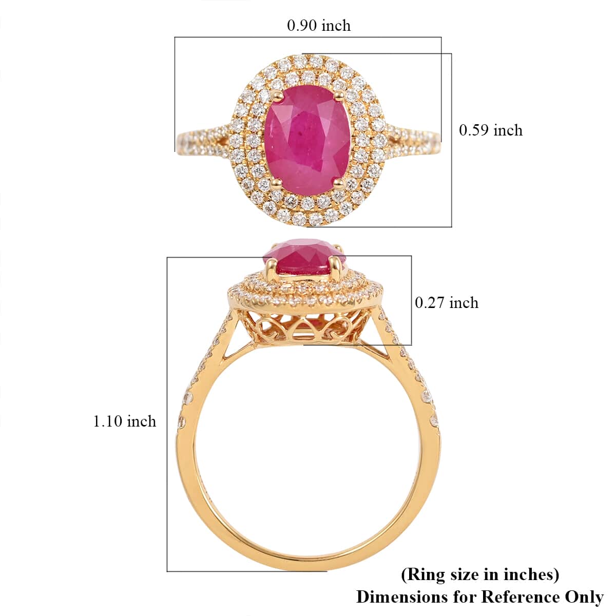 Certified & Appraised ILIANA 18K Yellow Gold AAA Ruby and G-H SI Diamond Ring 4.60 Grams 2.85 ctw image number 5
