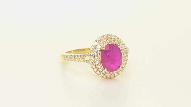 Certified & Appraised ILIANA 18K Yellow Gold AAA Ruby and G-H SI Diamond Ring 4.60 Grams 2.85 ctw