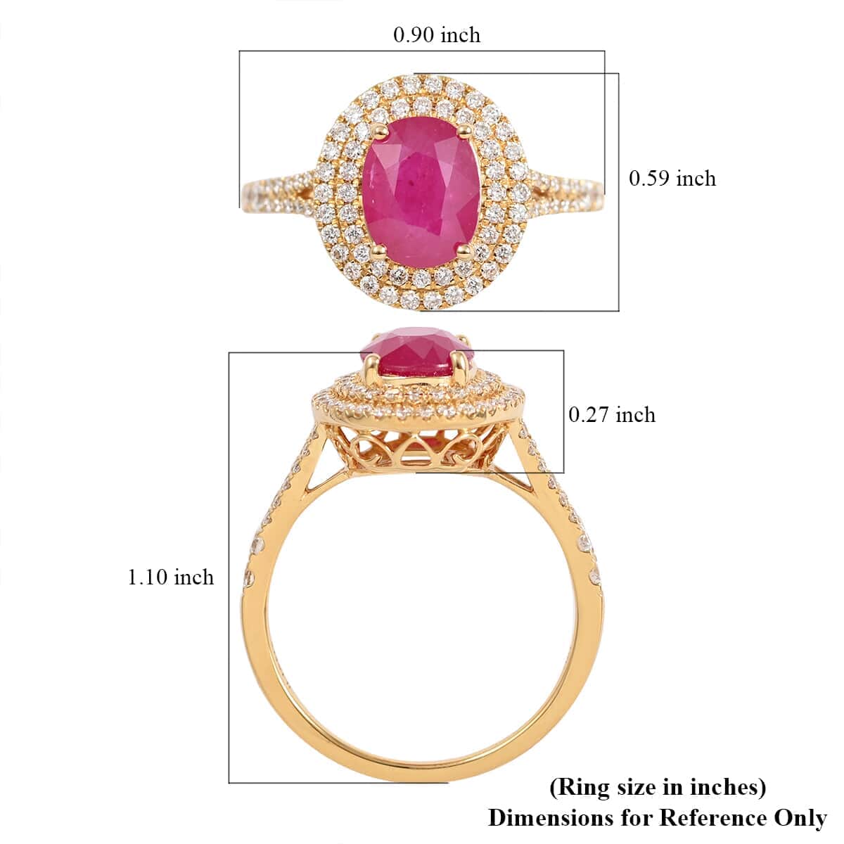 Certified Iliana 18K Yellow Gold AAA Montepuez Ruby and G-H SI Diamond Ring (Size 7.0) 4.60 Grams 2.85 ctw image number 5