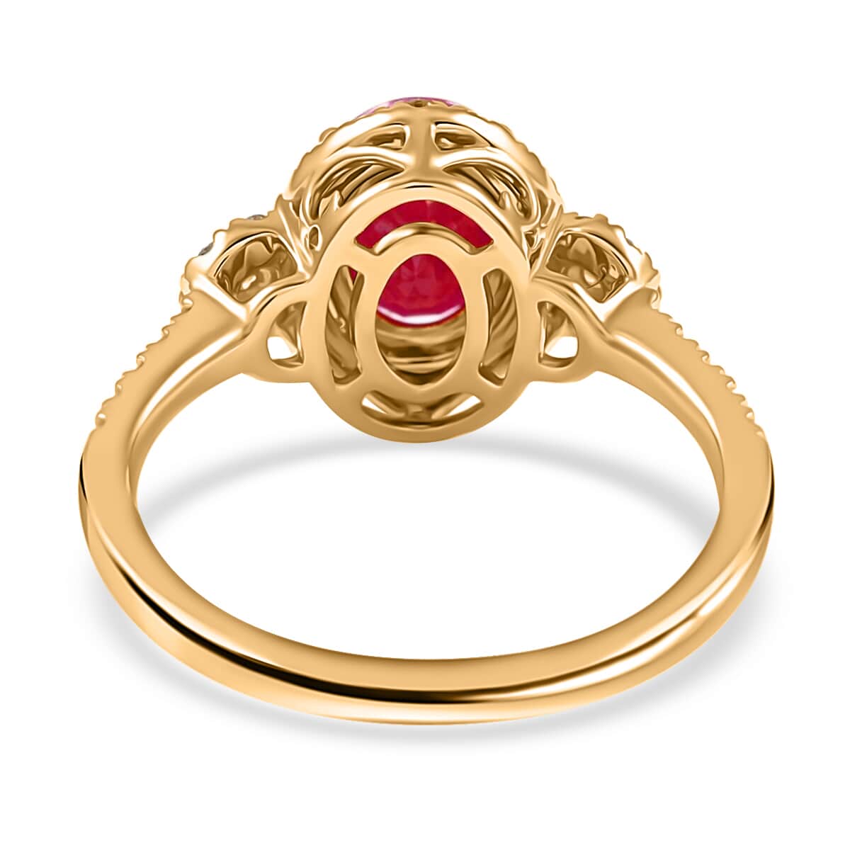 Certified Iliana 18K Yellow Gold AAA CABO DELGADO Ruby and G-H SI Diamond Halo Ring (Size 8.0) 1.85 ctw image number 4
