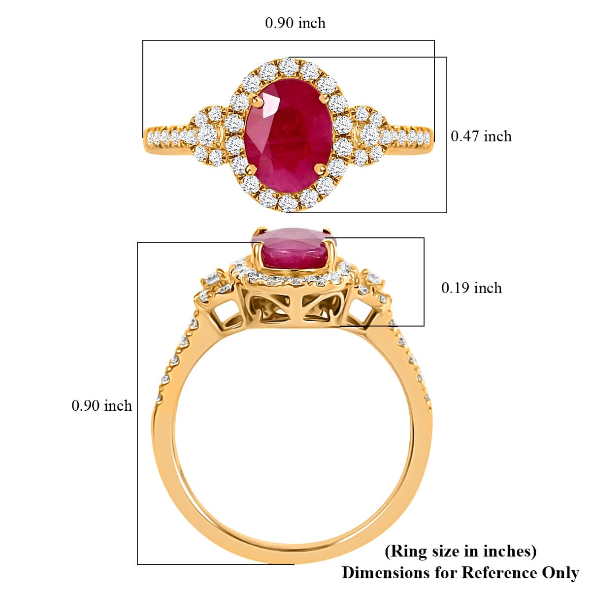 Certified Iliana 18K Yellow Gold AAA CABO DELGADO Ruby and G-H SI Diamond Halo Ring (Size 8.0) 1.85 ctw image number 5