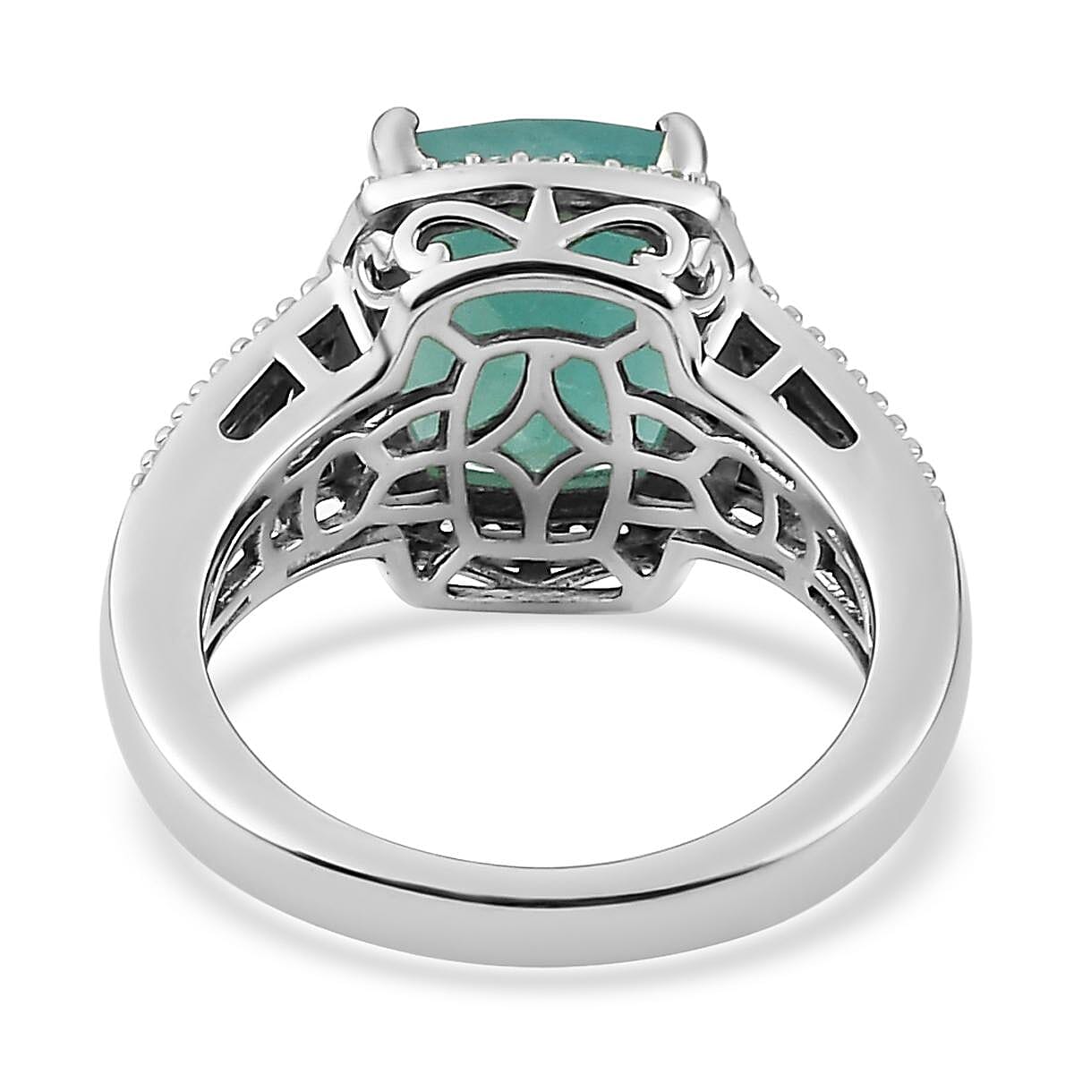 Grandidierite and Natural White Zircon Floral Framework Ring in Platinum Over Sterling Silver (Size 9.0) 5.00 ctw image number 3