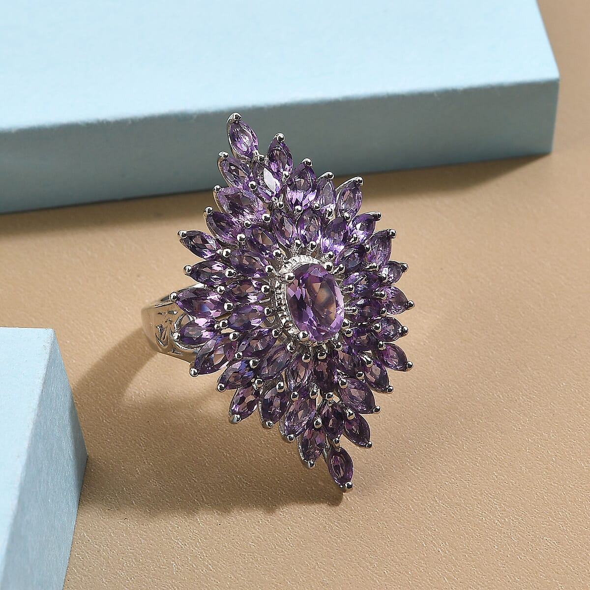 NOVICA Handmade Amethyst Cocktail Ring - .925 Sterling Silver, 2.5 Carat, Bali Artisan (Purple Elegance)