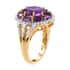 Amethyst and Natural White Zircon Floral Ring in Vermeil Yellow Gold Over Sterling Silver (Size 7.0) 4.90 ctw image number 3