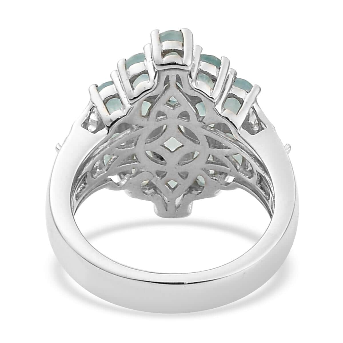 Grandidierite and Natural White Zircon Cluster Bold Cluster Ring in Platinum Over Sterling Silver (Size 8.0) 3.20 ctw image number 4