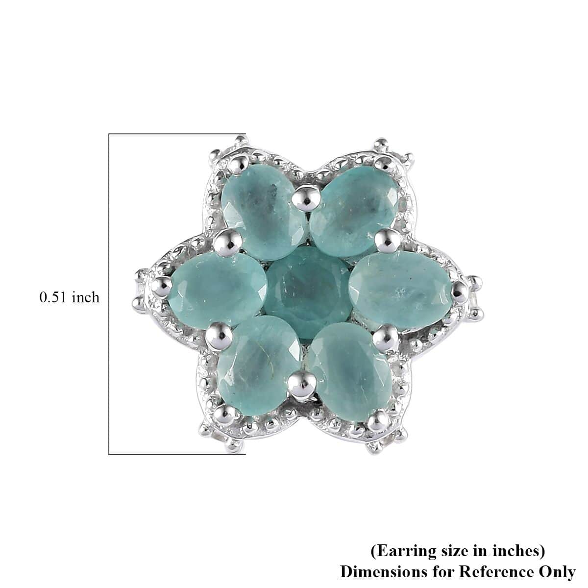 Grandidierite and Natural White Zircon Floral Earrings in Platinum Over Sterling Silver 2.50 ctw image number 4