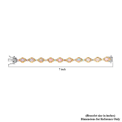 Premium Ethiopian Welo Opal Bracelet in Platinum & Vermeil Yellow Gold Plated Sterling Silver, Opal Silver Bracelet, Welo Opal Jewelry, Birthday Gifts (6.50 In) 5.90 ctw