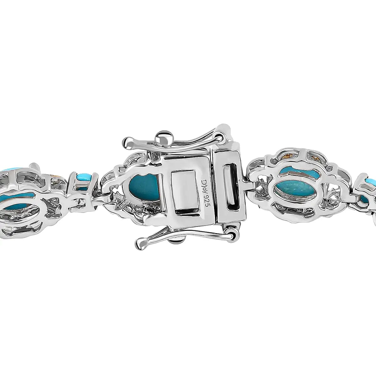 Sleeping Beauty Turquoise Bracelet in Platinum & Vermeil Yellow Gold-Plated Sterling Silver, Turquoise Silver Bracelet, Turquoise Jewelry, Birthday Gifts (6.50 In) 8.35 ctw