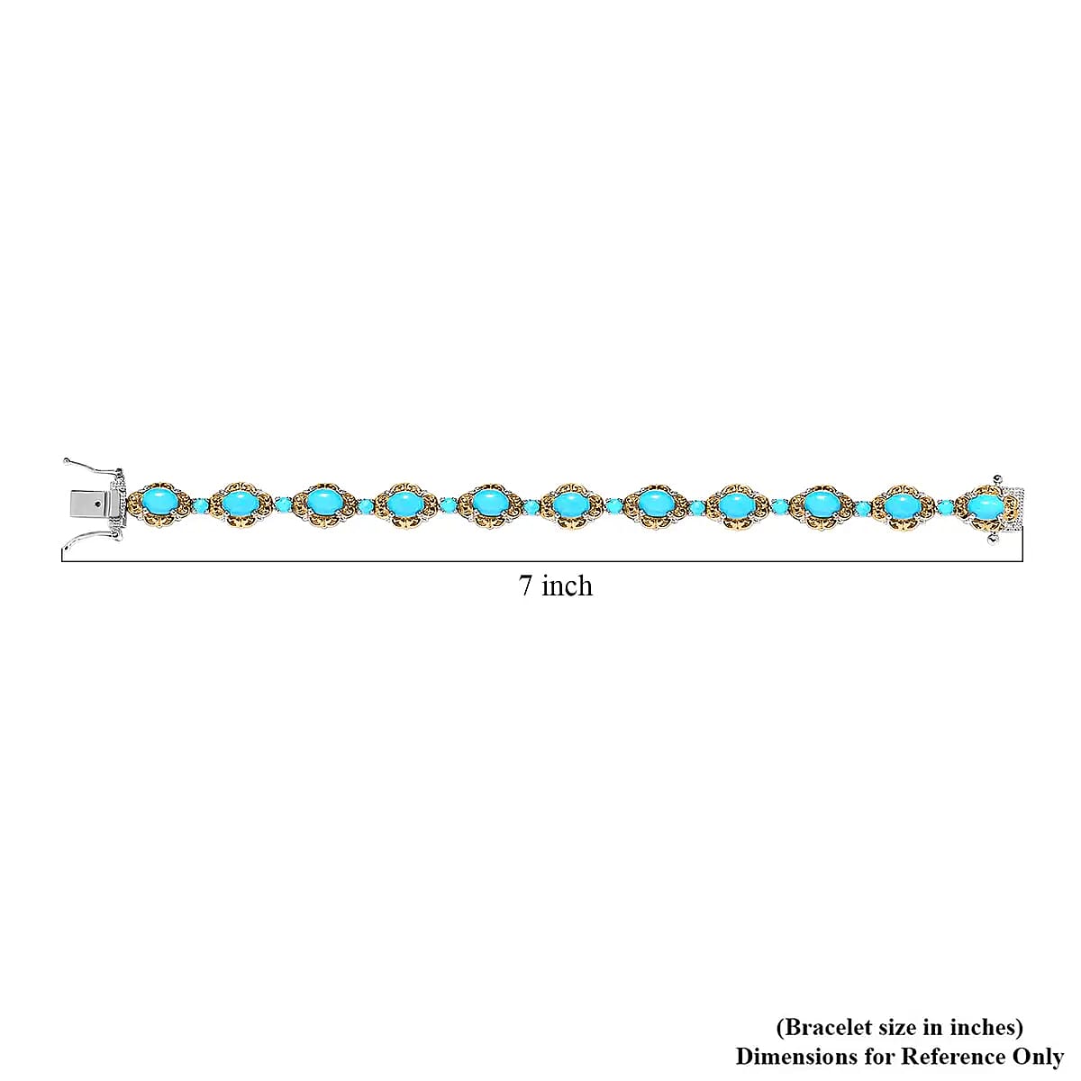 Sleeping Beauty Turquoise Bracelet in Platinum & Vermeil Yellow Gold-Plated Sterling Silver, Turquoise Silver Bracelet, Turquoise Jewelry, Birthday Gifts (6.50 In) 8.35 ctw