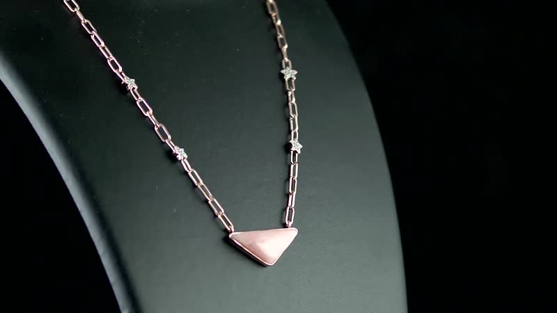 Peruvian Pink Opal and White Zircon 11.90 ctw Paper Clip Star Station Necklace in Vermeil Rose Gold Over Sterling Silver 18 Inches