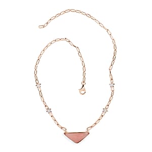 Peruvian Pink Opal and White Zircon 11.90 ctw Paper Clip Star Station Necklace in Vermeil Rose Gold Over Sterling Silver 18 Inches