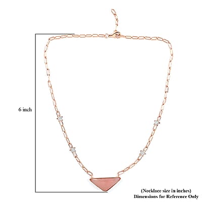 Peruvian Pink Opal and White Zircon 11.90 ctw Paper Clip Star Station Necklace in Vermeil Rose Gold Over Sterling Silver 18 Inches