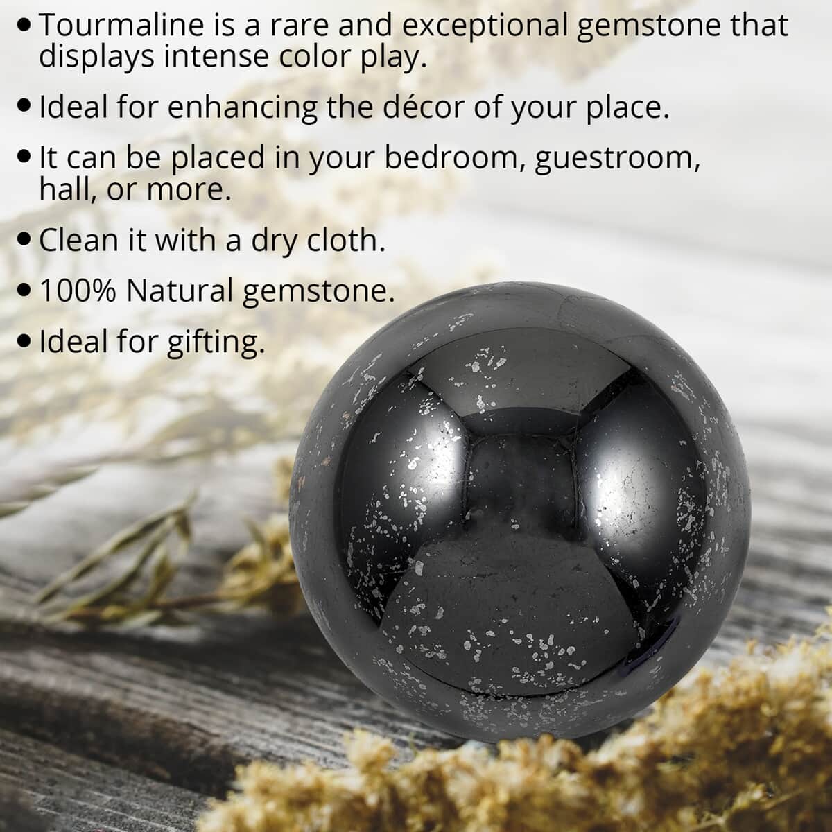 Black Tourmaline Sphere -M (Approx. 2695 ctw) image number 2