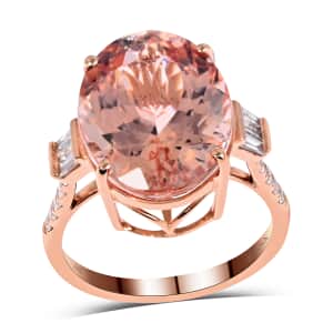 Certified & Appraised ILIANA 18K Rose Gold AAA Marropino Morganite and G-H SI Diamond Ring 3.80 Grams 8.70 ctw