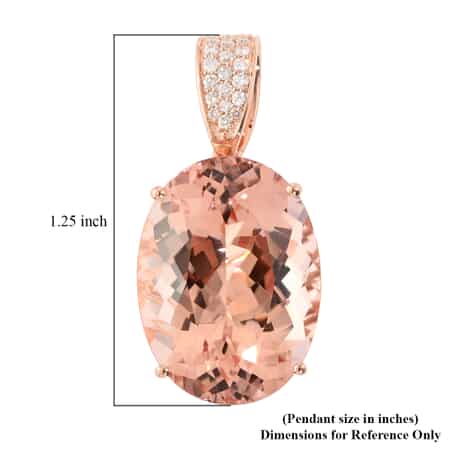 Certified Iliana 18K Rose Gold AAA Marropino Morganite and G-H SI Diamond Solitaire Pendant 17.70 ctw image number 3