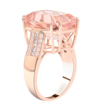 Certified Iliana 18K Rose Gold AAA Marropino Morganite and G-H SI Diamond Ring (Size 7.0) 8.70 Grams 15.50 ctw image number 3