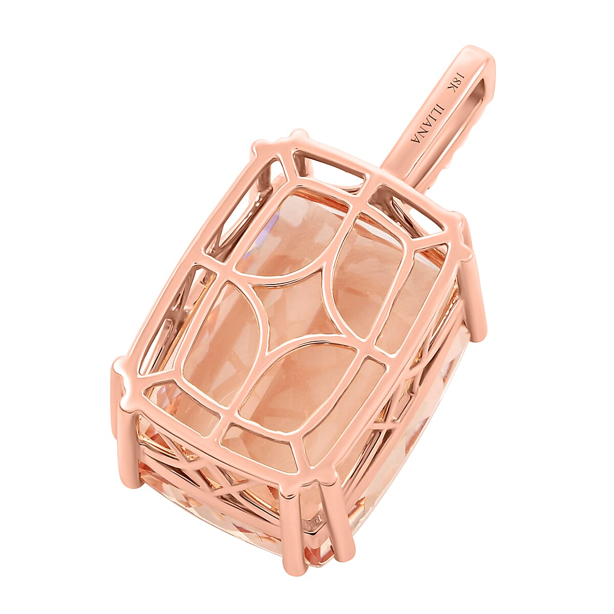 Certified and Appraised Iliana 18K Rose Gold AAA Marropino Morganite and G-H SI Diamond Pendant 22.25 ctw