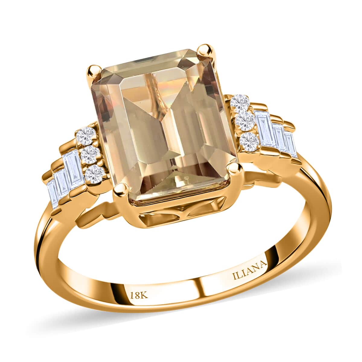 Certified & Appraised ILIANA 18K Yellow Gold AAA Turkizite and G-H SI Diamond Ring (Size 6.0) 4.10 Grams 4.30 ctw image number 0