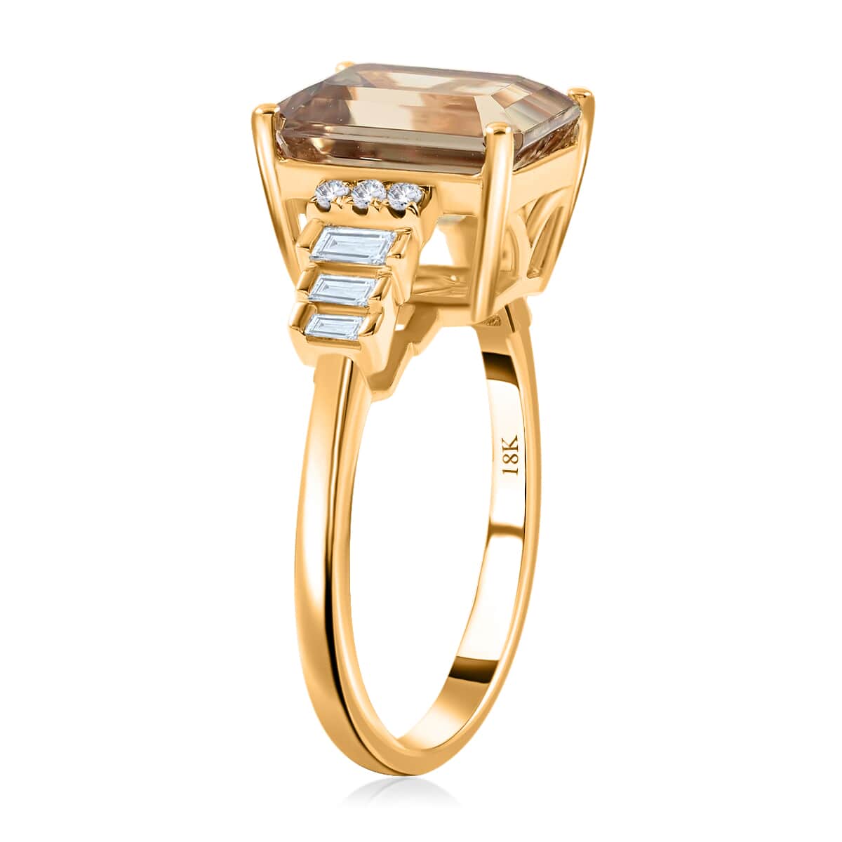 Certified & Appraised ILIANA 18K Yellow Gold AAA Turkizite and G-H SI Diamond Ring (Size 6.0) 4.10 Grams 4.30 ctw image number 3