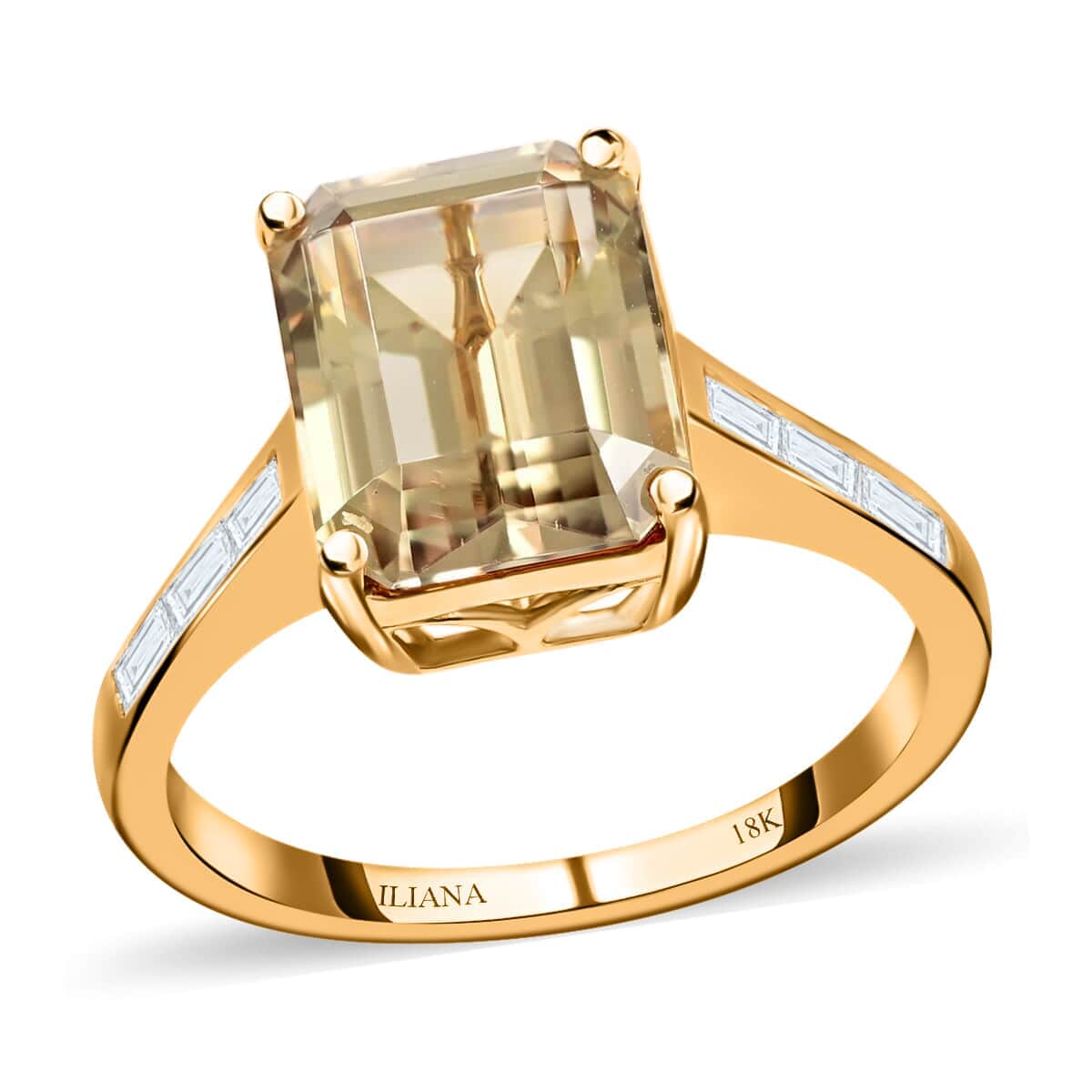 Certified & Appraised ILIANA 18K Yellow Gold AAA Turkizite and G-H SI Diamond Ring 4.10 Grams 4.35 ctw image number 0