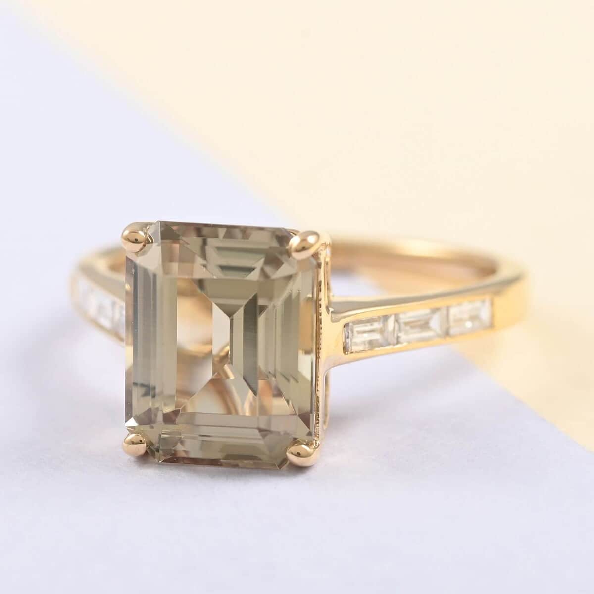 Certified & Appraised ILIANA 18K Yellow Gold AAA Turkizite and G-H SI Diamond Ring 4.10 Grams 4.35 ctw image number 1