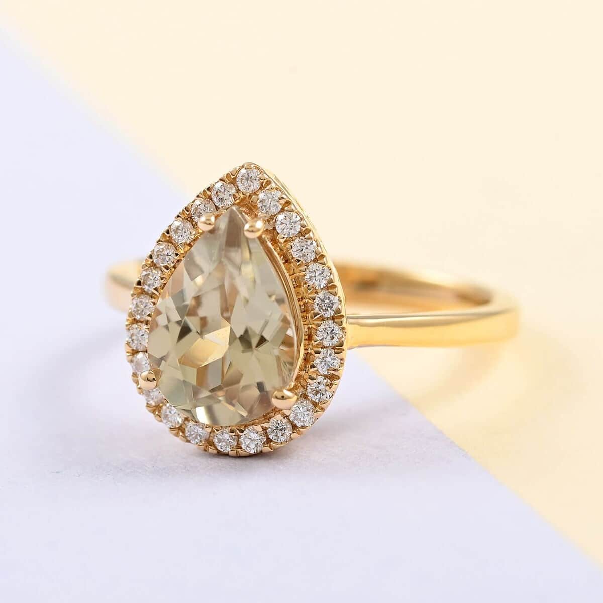 Certified and Appraised Iliana 18K Yellow Gold AAA Turkizite and G-H SI Diamond Ring (Size 6.0) 2.20 ctw image number 1