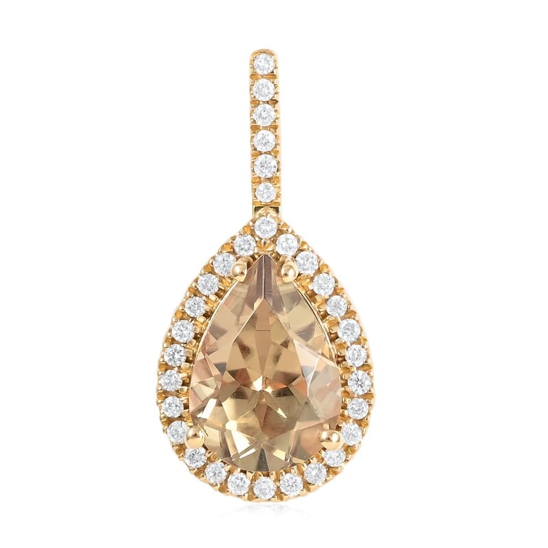 Certified and Appraised Iliana 18K Yellow Gold AAA Turkizite and G-H SI Diamond Halo Pendant 2.20 ctw