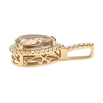 Certified and Appraised Iliana 18K Yellow Gold AAA Turkizite and G-H SI Diamond Halo Pendant 2.20 ctw