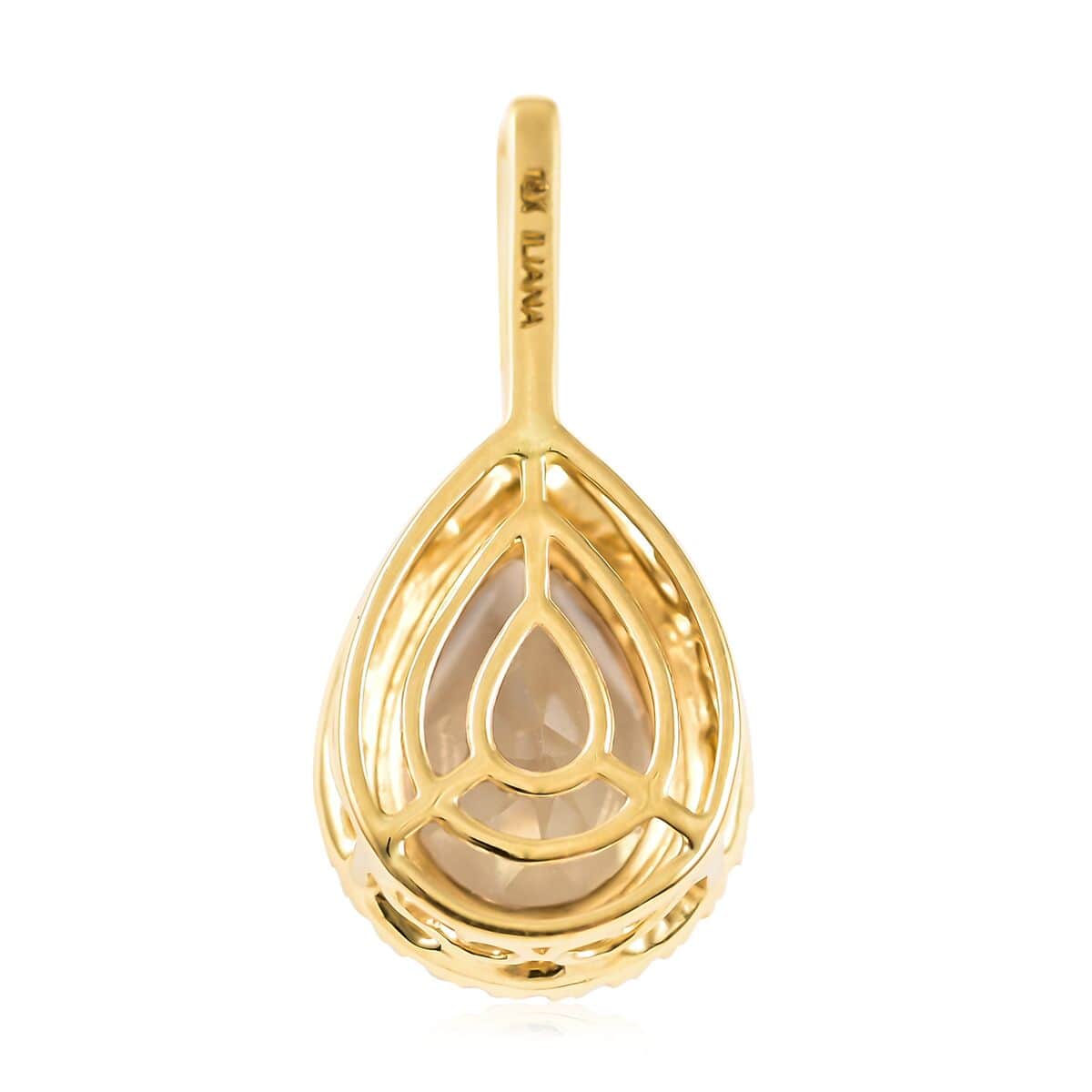 Certified and Appraised Iliana 18K Yellow Gold AAA Turkizite and G-H SI Diamond Halo Pendant 2.20 ctw image number 3