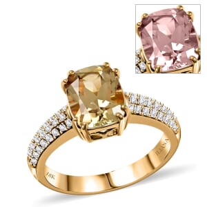 Certified & Appraised Iliana AAA Turkizite and G-H SI Diamond 2.60 ctw Ring in 18K Yellow Gold (Size 7.0) 4.55 Grams