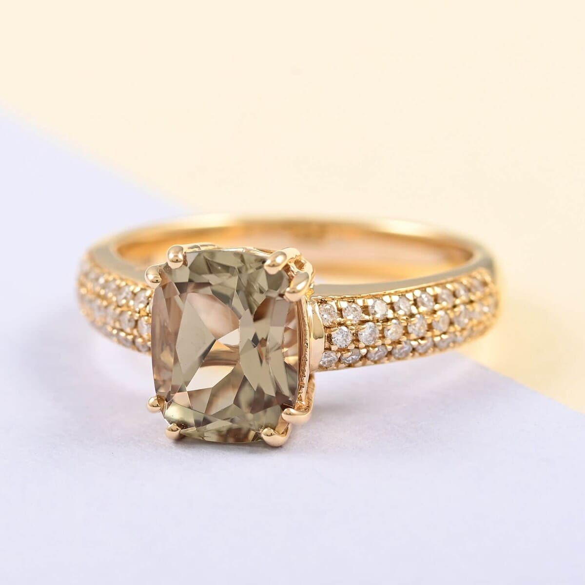Certified & Appraised Iliana AAA Turkizite and G-H SI Diamond 2.60 ctw Ring in 18K Yellow Gold (Size 7.0) 4.55 Grams image number 1