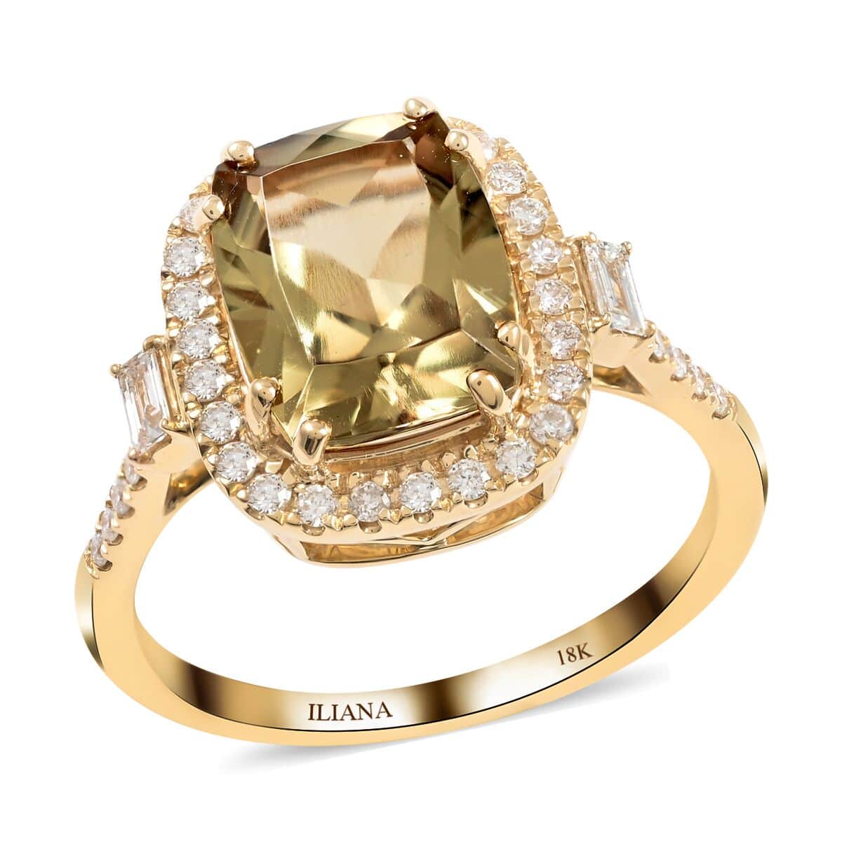 Certified Iliana 18K Yellow Gold AAA Turkizite and G-H SI Diamond Halo Ring (Size 6.0) 4.15 Grams 3.80 ctw image number 0