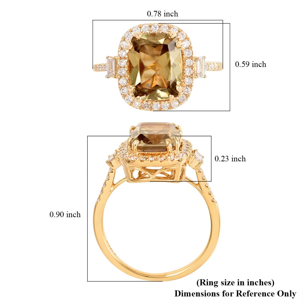 Certified Iliana 18K Yellow Gold AAA Turkizite and G-H SI Diamond Halo Ring (Size 6.0) 4.15 Grams 3.80 ctw image number 5