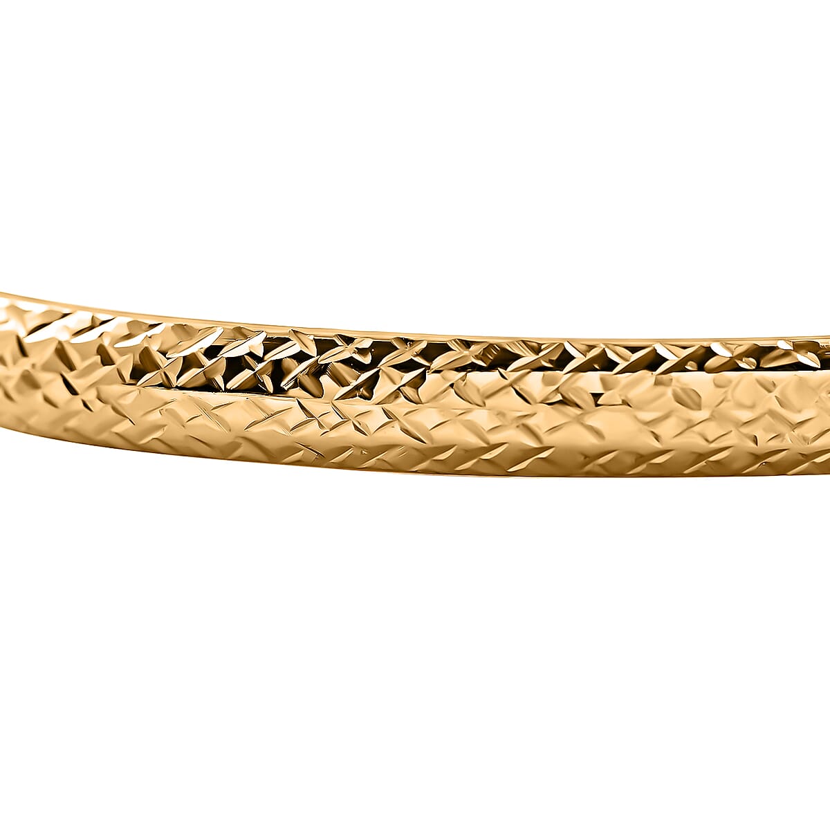 14K Yellow Gold Over Sterling Silver 6mm Width Diamond-Cut Bangle Bracelet (8.00 In) 4.30 Grams image number 2