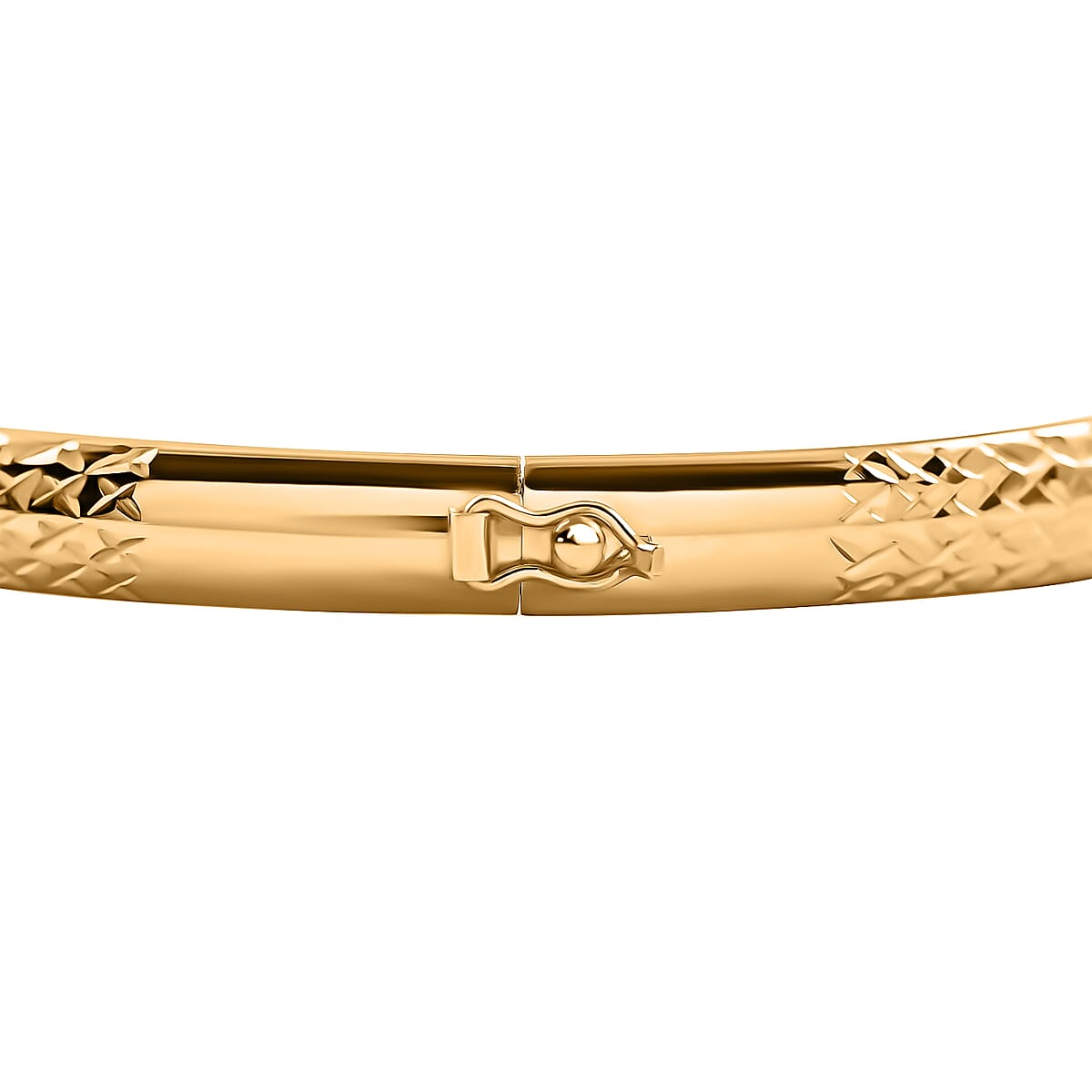 14K Yellow Gold Over Sterling Silver 6mm Width Diamond-Cut Bangle Bracelet (8.00 In) 4.30 Grams image number 3